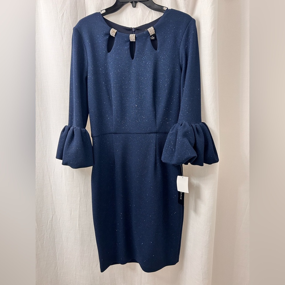 Betsy & Adam Navy Shimmer Dress